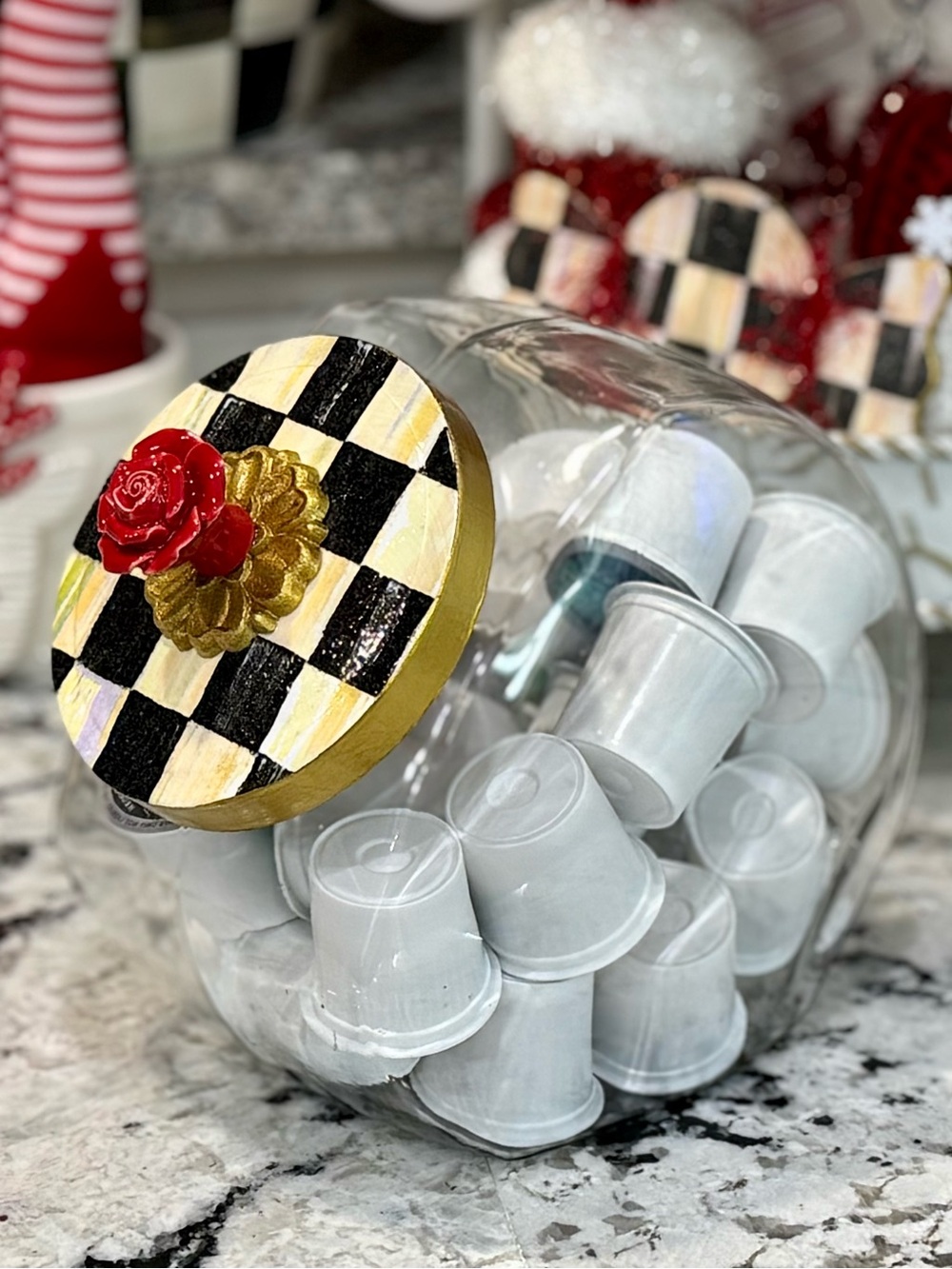 Courtly Check cookie jar glass canister